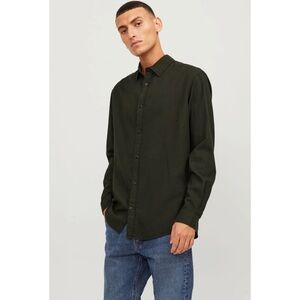 Size XL Jack & Jones JJEGINGHAM Dark Green Olive Dress Shirt